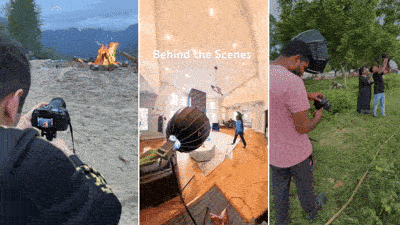 Behind the scenes video production shoot with camera team