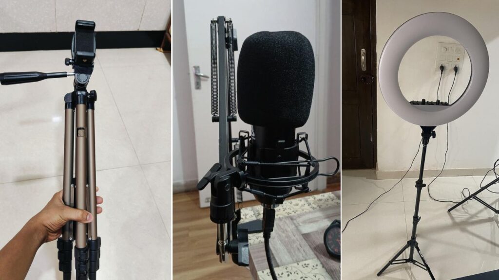 video production equipment setup for studio and on-location shooting