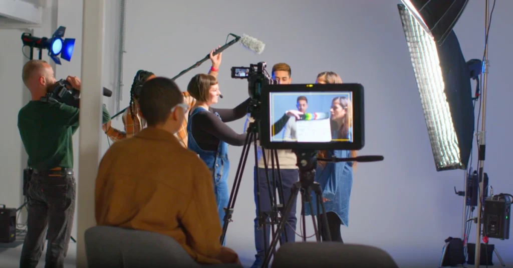 Team Working on Set